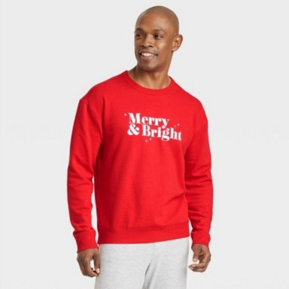 Wondershop men's  size Large Christmas sweatshirt top red cotton blend *